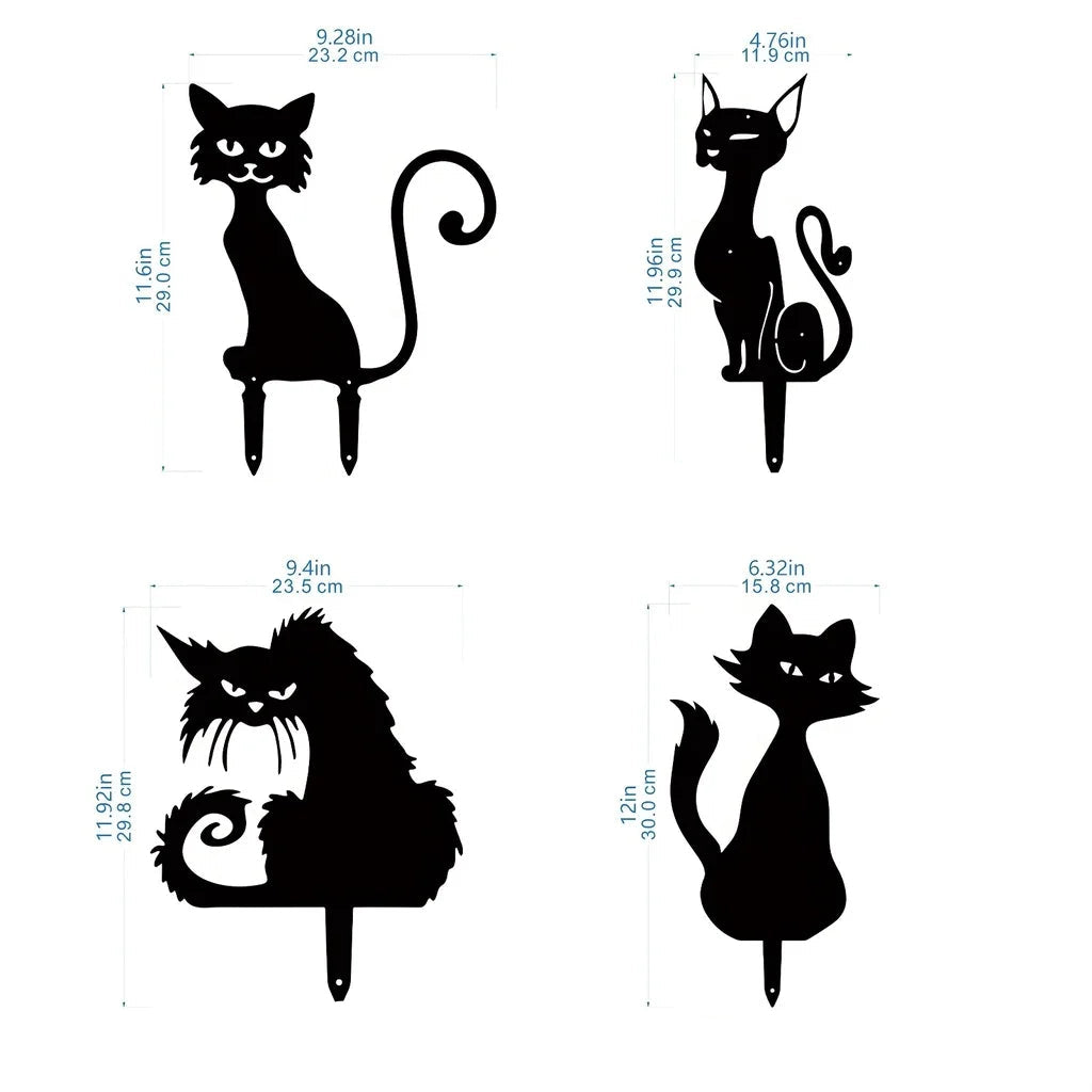 Garden Art - Metal Silhouette Stakes (Scary Cat)