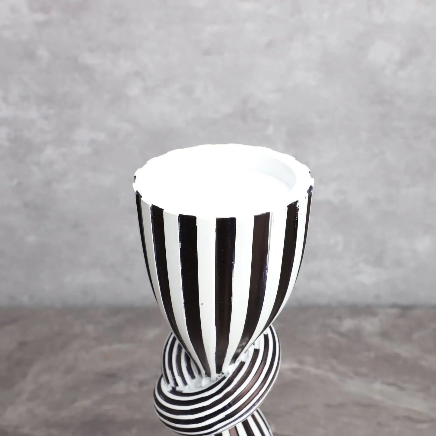 Candle Holders - Black and White Stripes