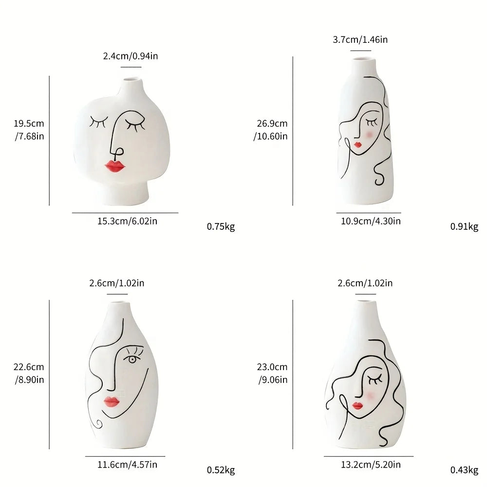 Ceramic Face Vase - White