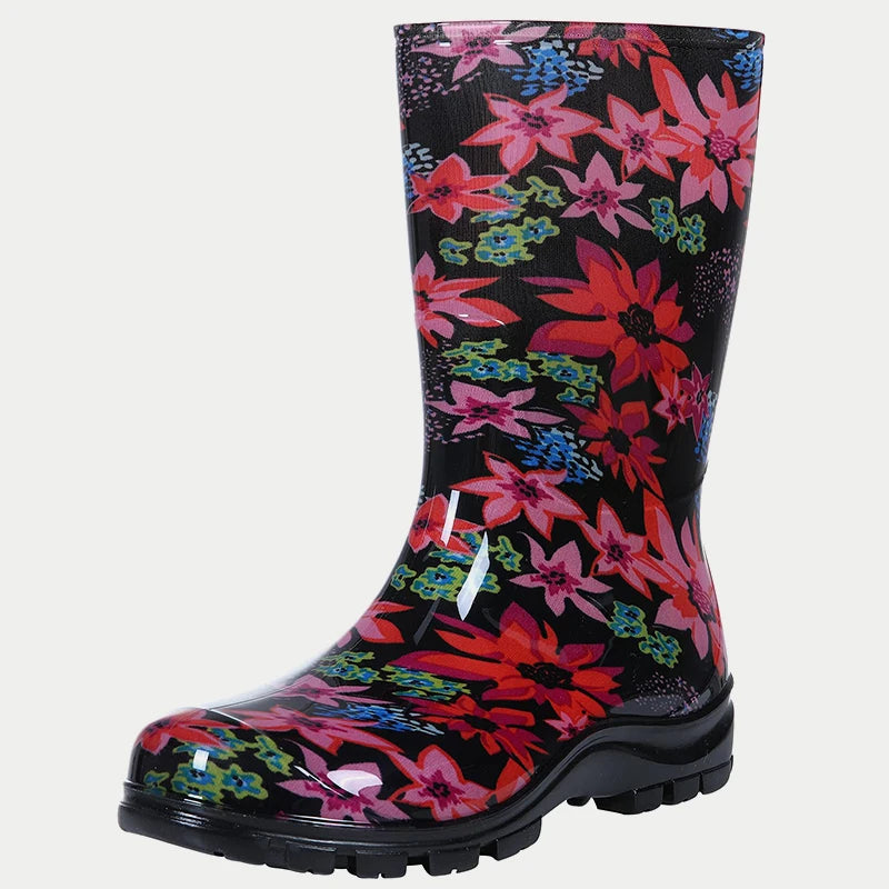 Gumboots / Mid-Calf Rain Boots - Florals