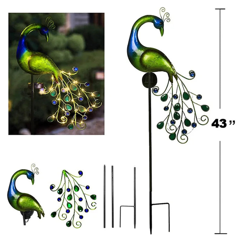 Solar LED Outdoor Peacock Light