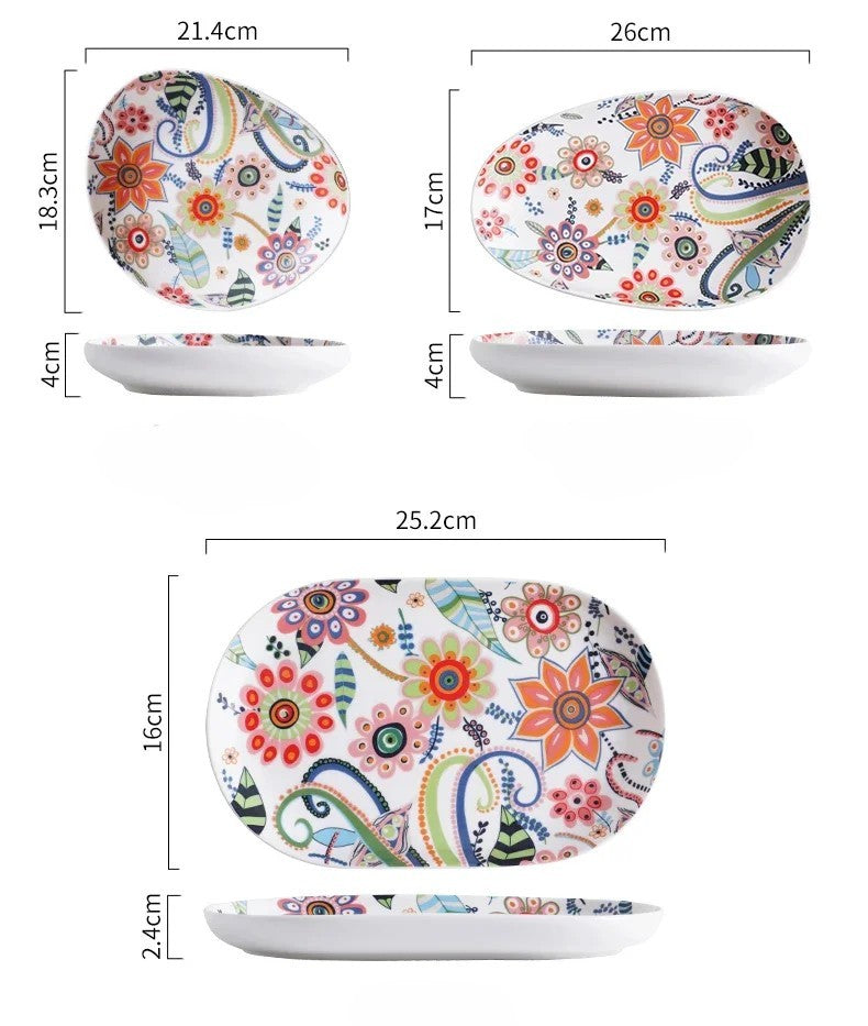 Ceramic Plates - Flower Design