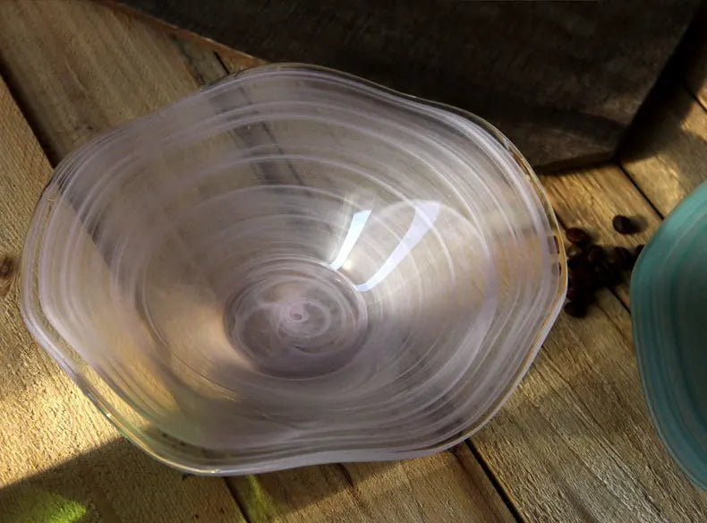 Glass bowl on a wooden surface