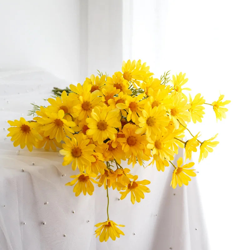 Bouquet of yellow flowers on a white background