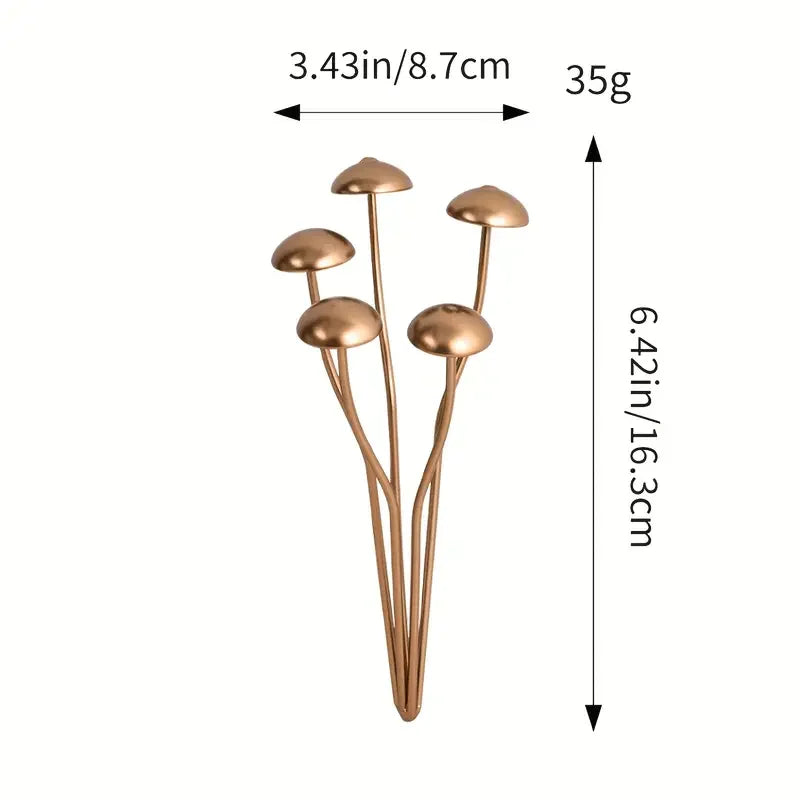 Decorative wall art with mushroom design and measurements on a white background