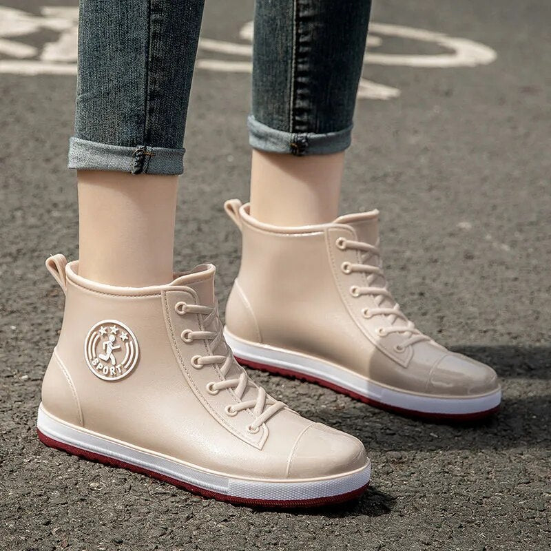 Gumboots / Ankle Rain Boots - Lace-Up