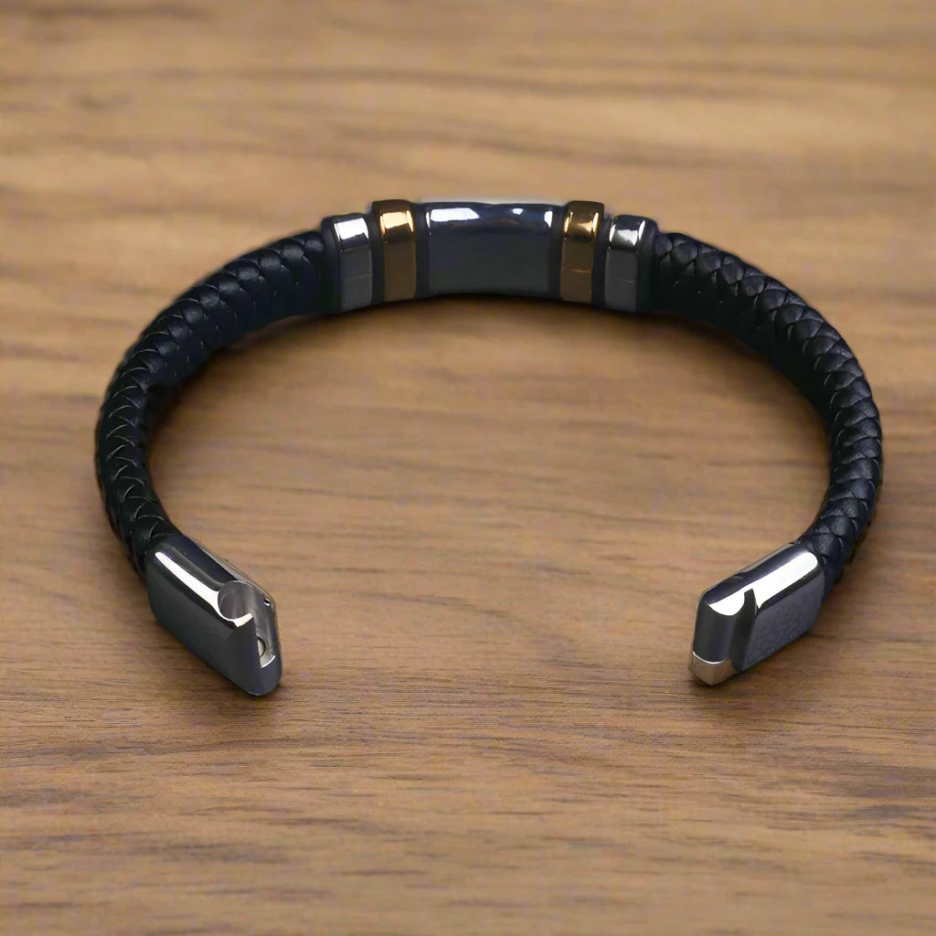 Classic Black Leather Wrap Bracelet