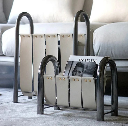 Magazine Rack - Leather + Metal