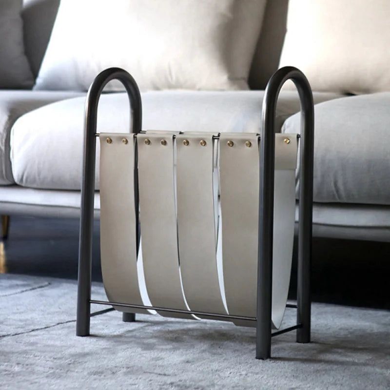Magazine Rack - Leather + Metal