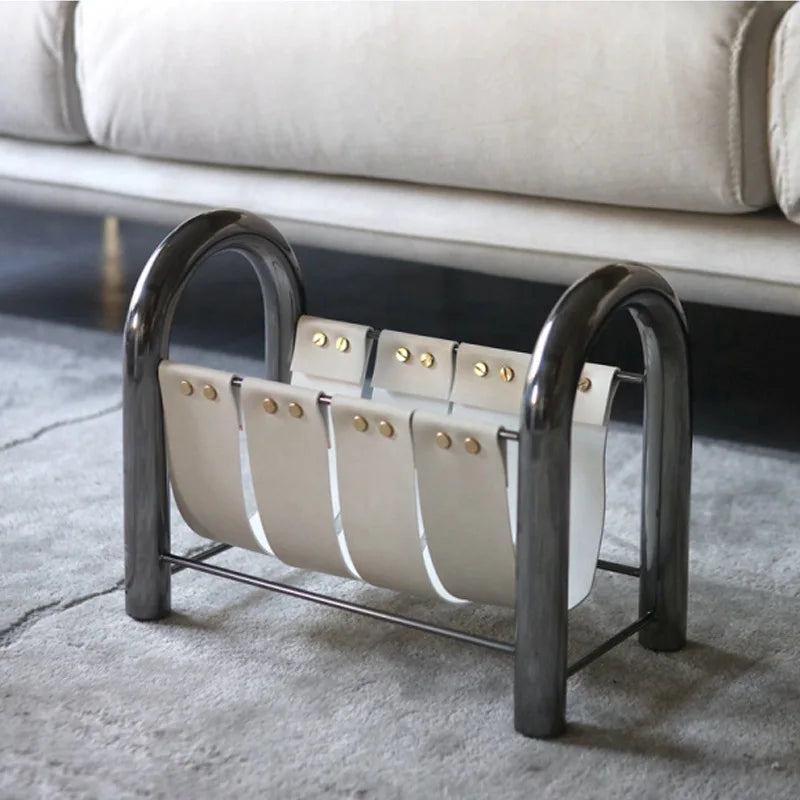 Magazine Rack - Leather + Metal