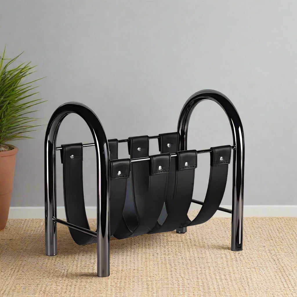 Magazine Rack - Leather + Metal