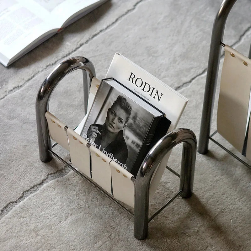 Magazine Rack - Leather + Metal