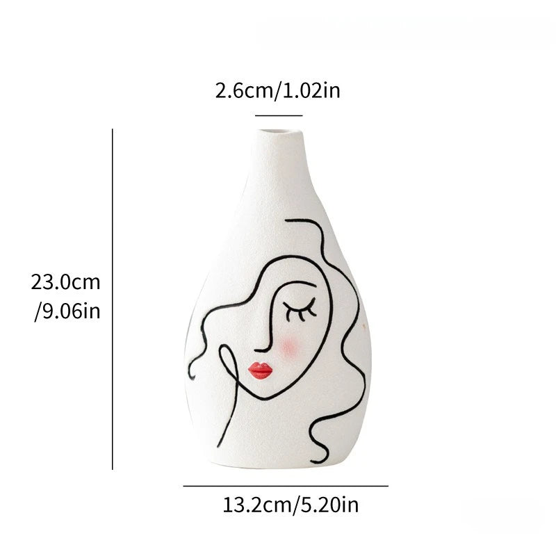 Ceramic Face Vase - White