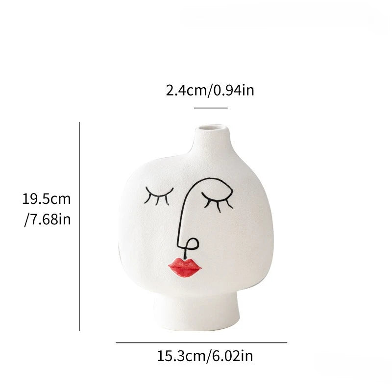 Ceramic Face Vase - White
