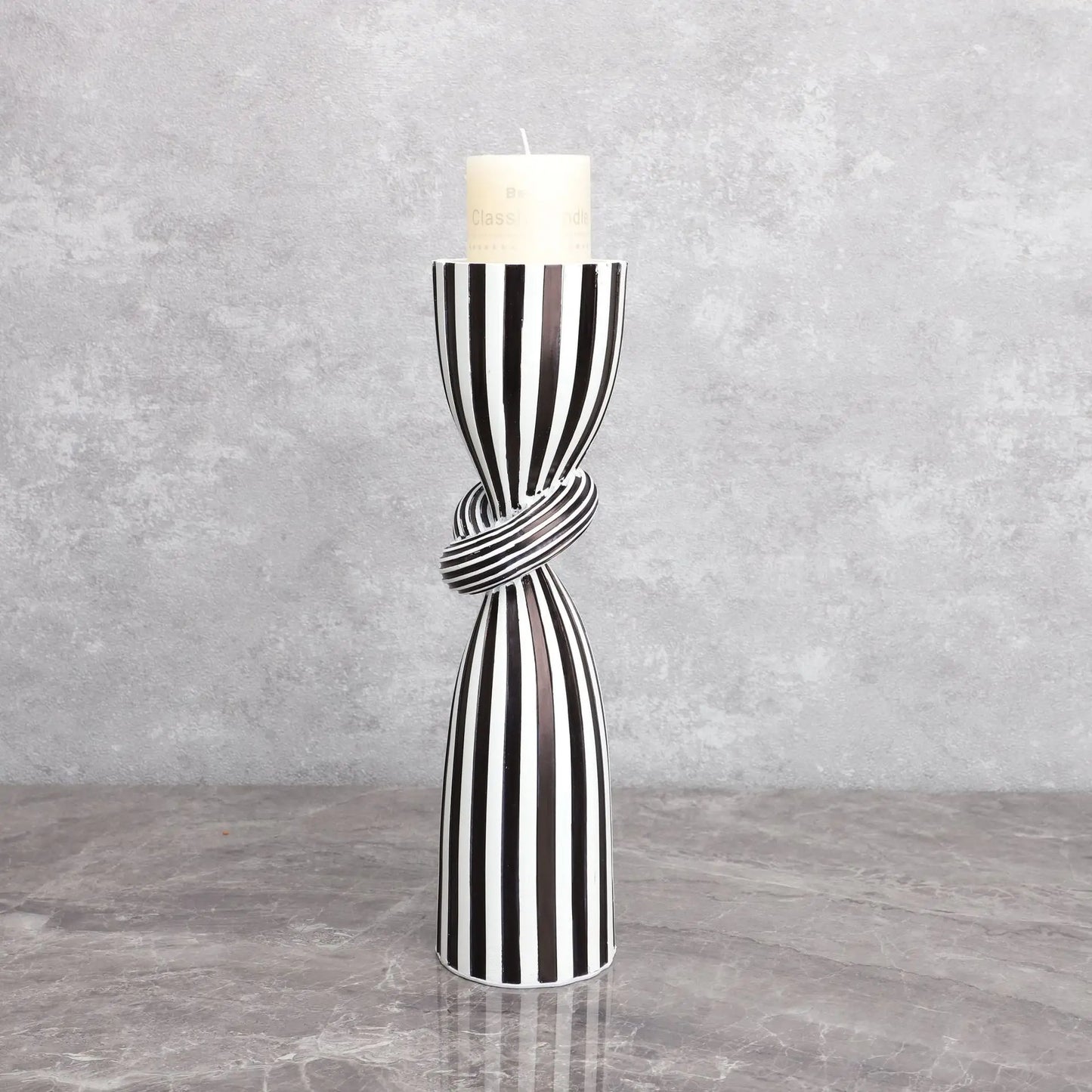 Candle Holders - Black and White Stripes