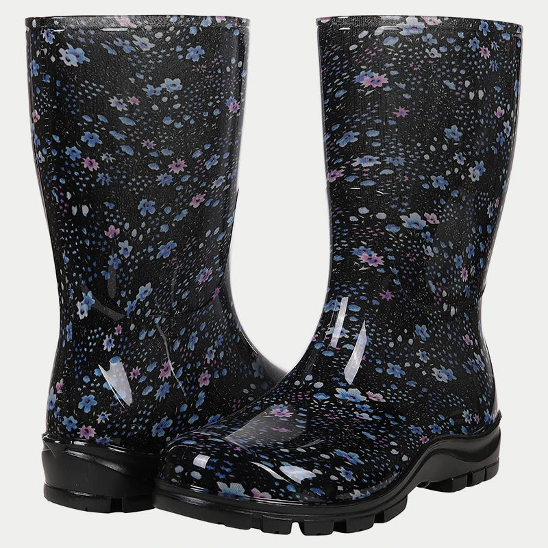 Gumboots / Mid-Calf Rain Boots - Florals