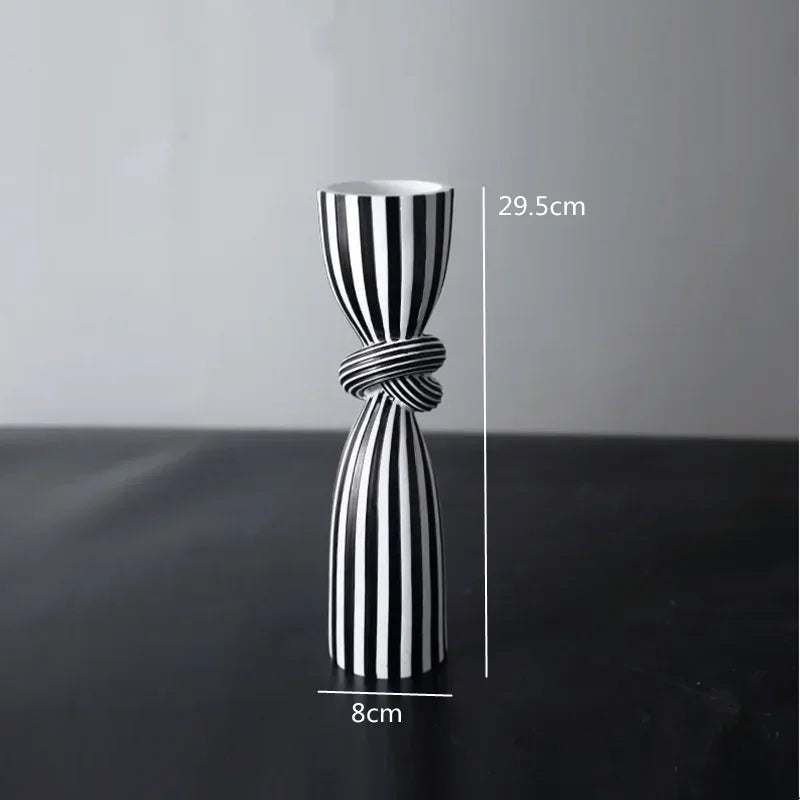 Candle Holders - Black and White Stripes