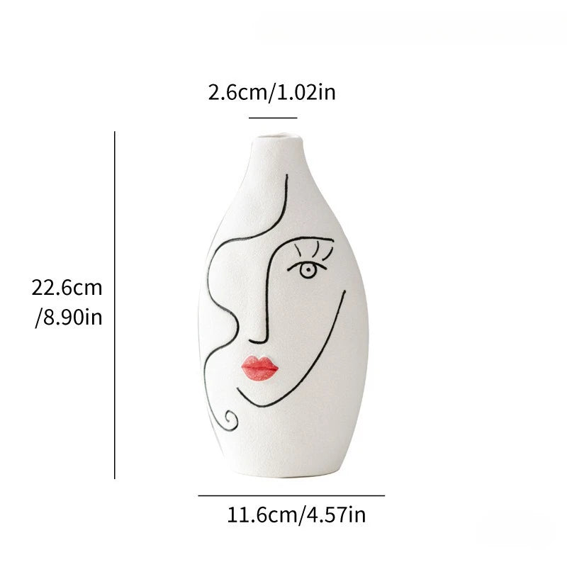 Ceramic Face Vase - White