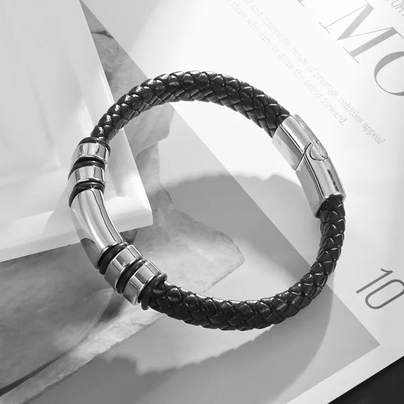 Classic Black Leather Wrap Bracelet