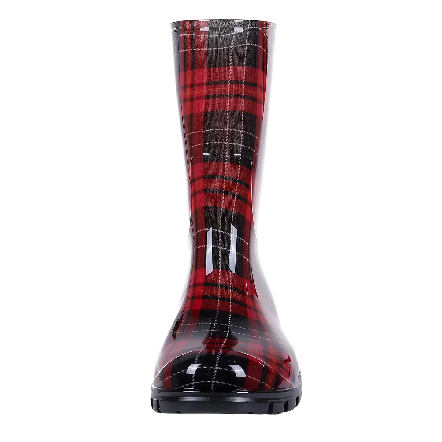 Gumboots / Mid-Calf Rain Boots - Plaid