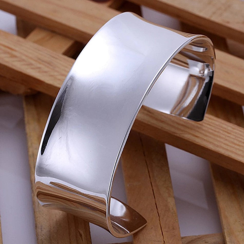 Wide Silver Bangle