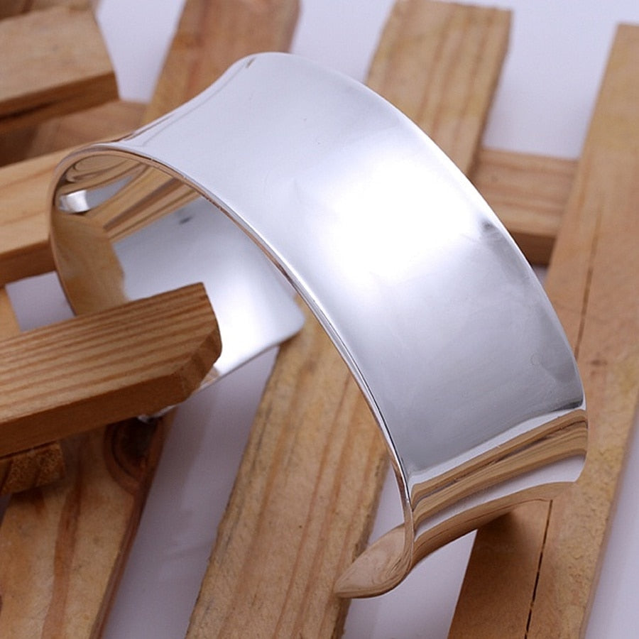 Wide Silver Bangle