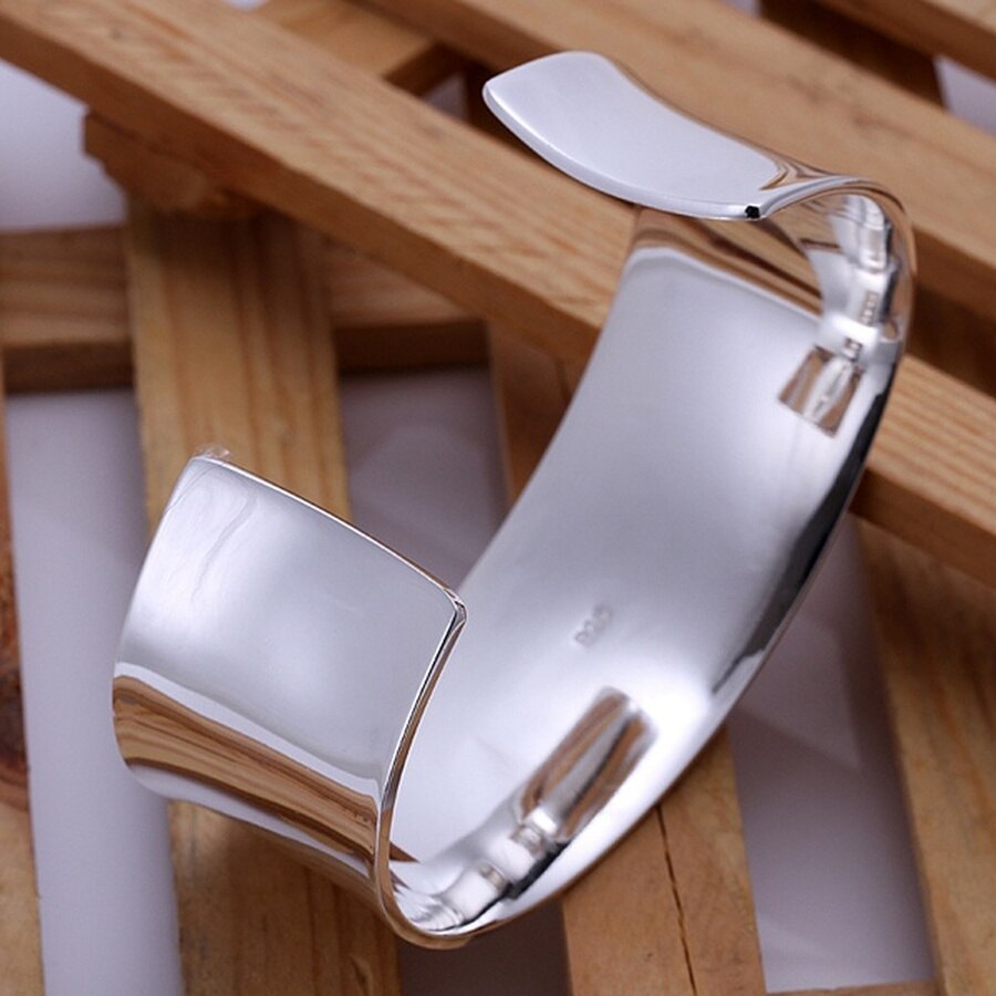 Wide Silver Bangle